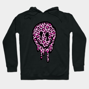 Pink Leopard Drippy Smiley Face Hoodie